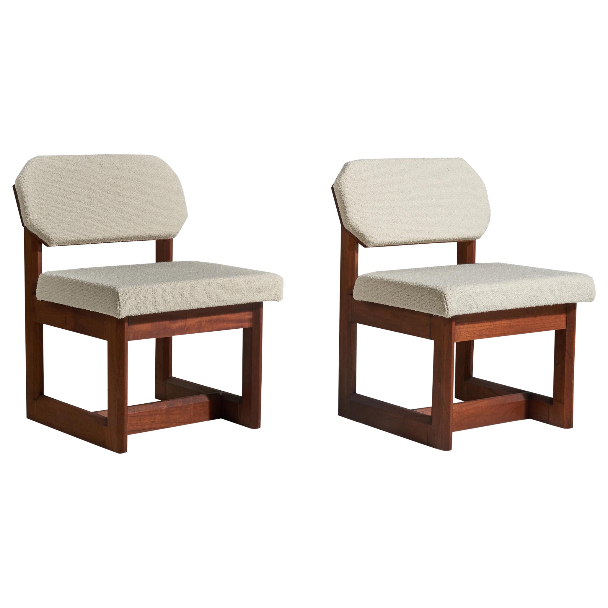 Frank Lloyd Wright, Slipper Chairs, Mahogany, Fabric, Heritage Henredon, c. 1955