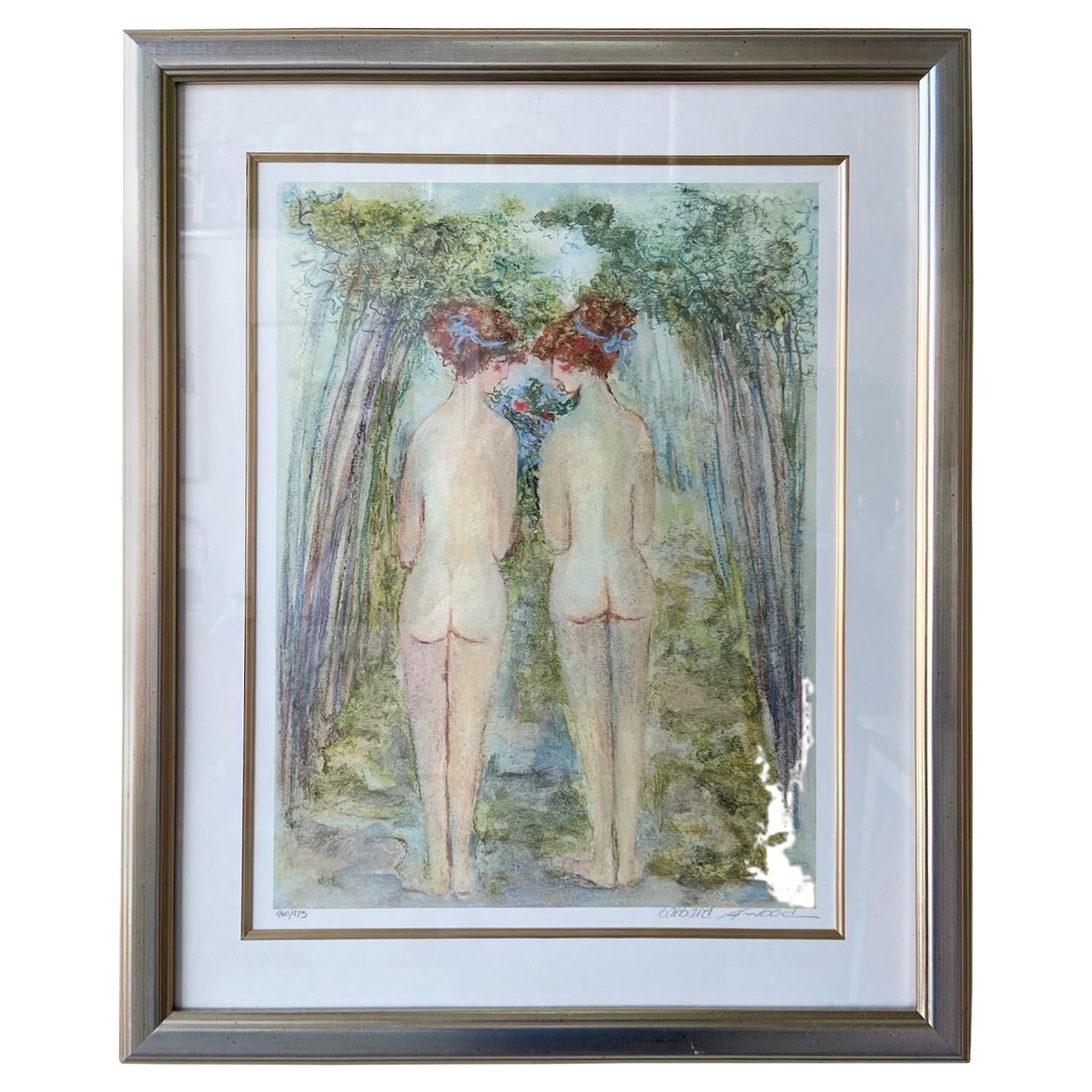 Due donne nude, stampa firmata da Barbara A. Wood