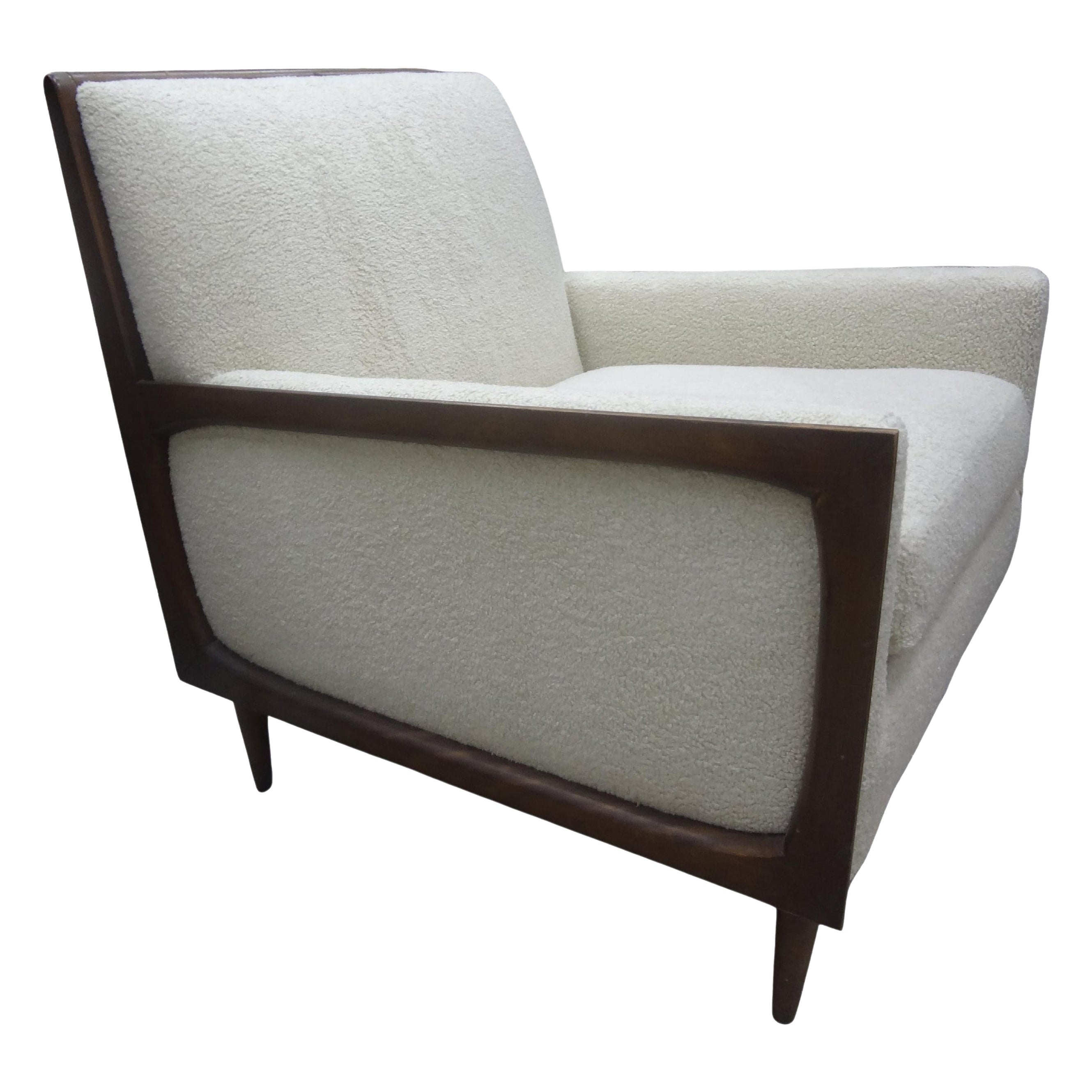 Midcentury Milo Baughman Style Walnut Lounge Chair