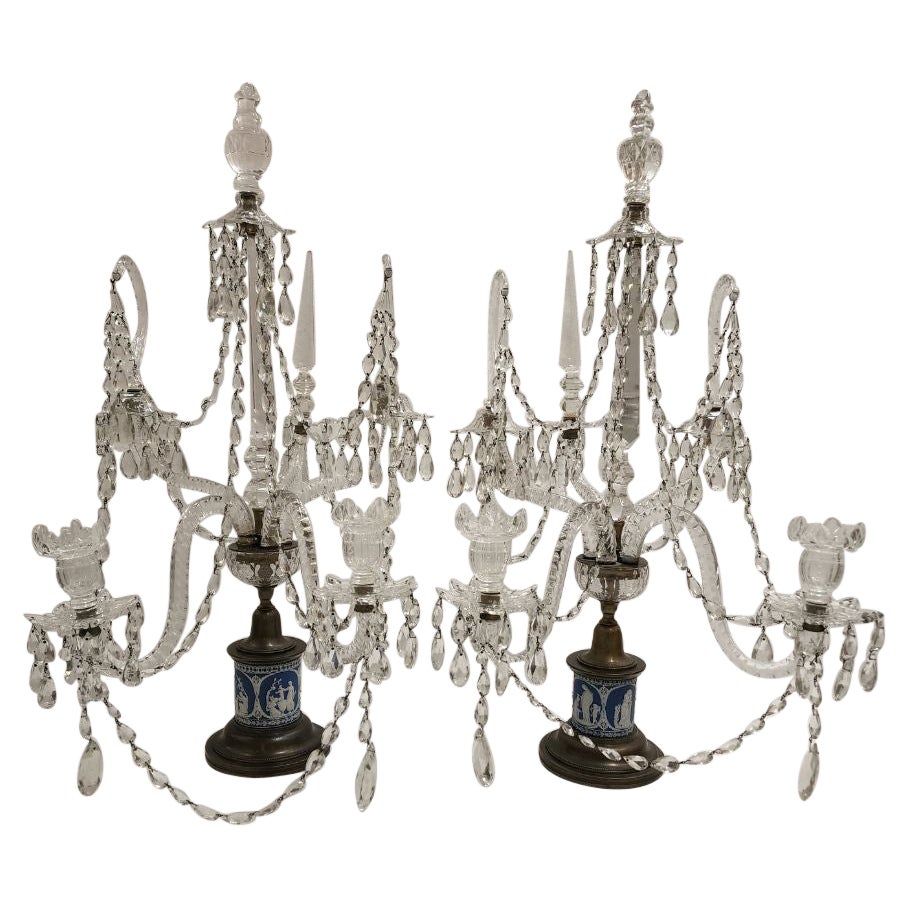 Pair of English bronze and  Wedgewood Candelabra For Sale