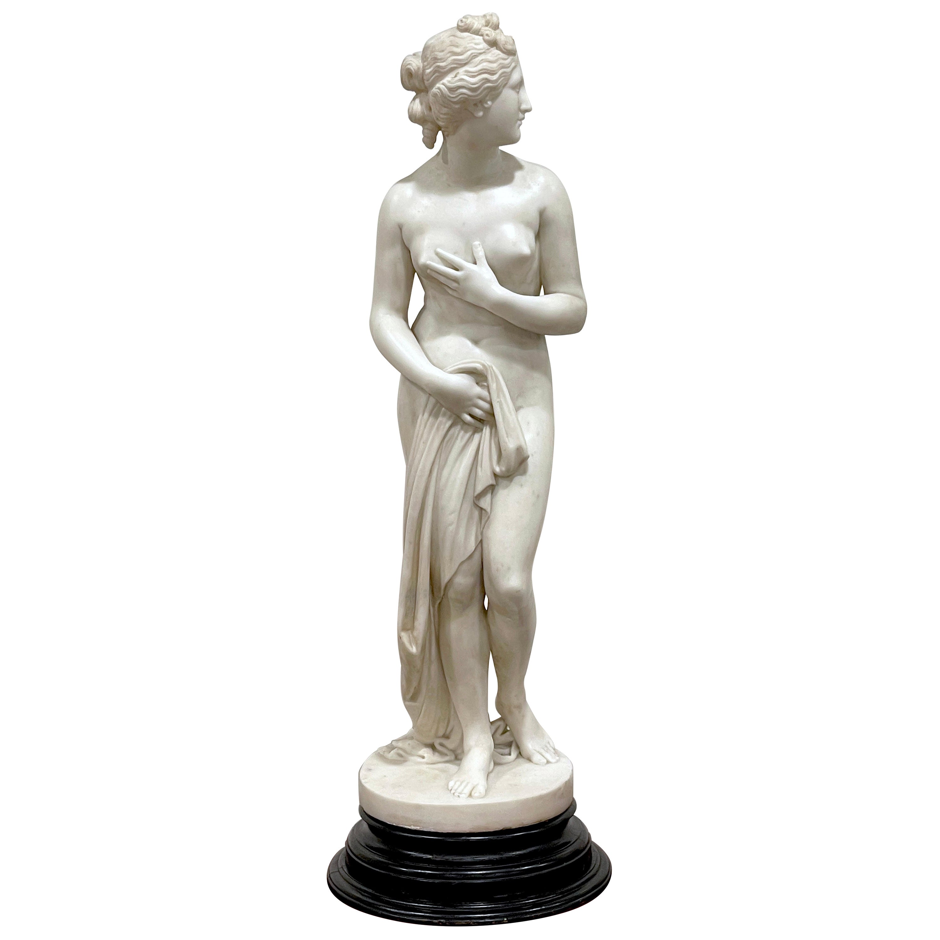 19th Century Carrera Marble Garden Sculpture, 'Venus Italica', After Canova