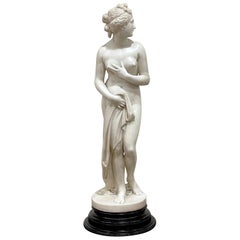 Used 19th Century Carrera Marble Garden Sculpture, 'Venus Italica', After Canova
