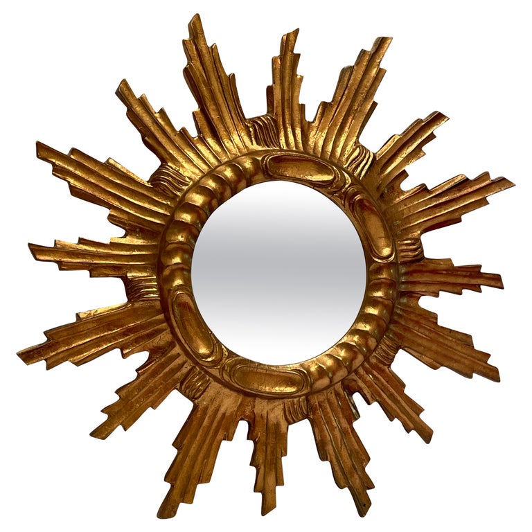Beautiful Starburst Sunburst Mirror Gilded Composition & Wood, Italy, 1960s For Sale