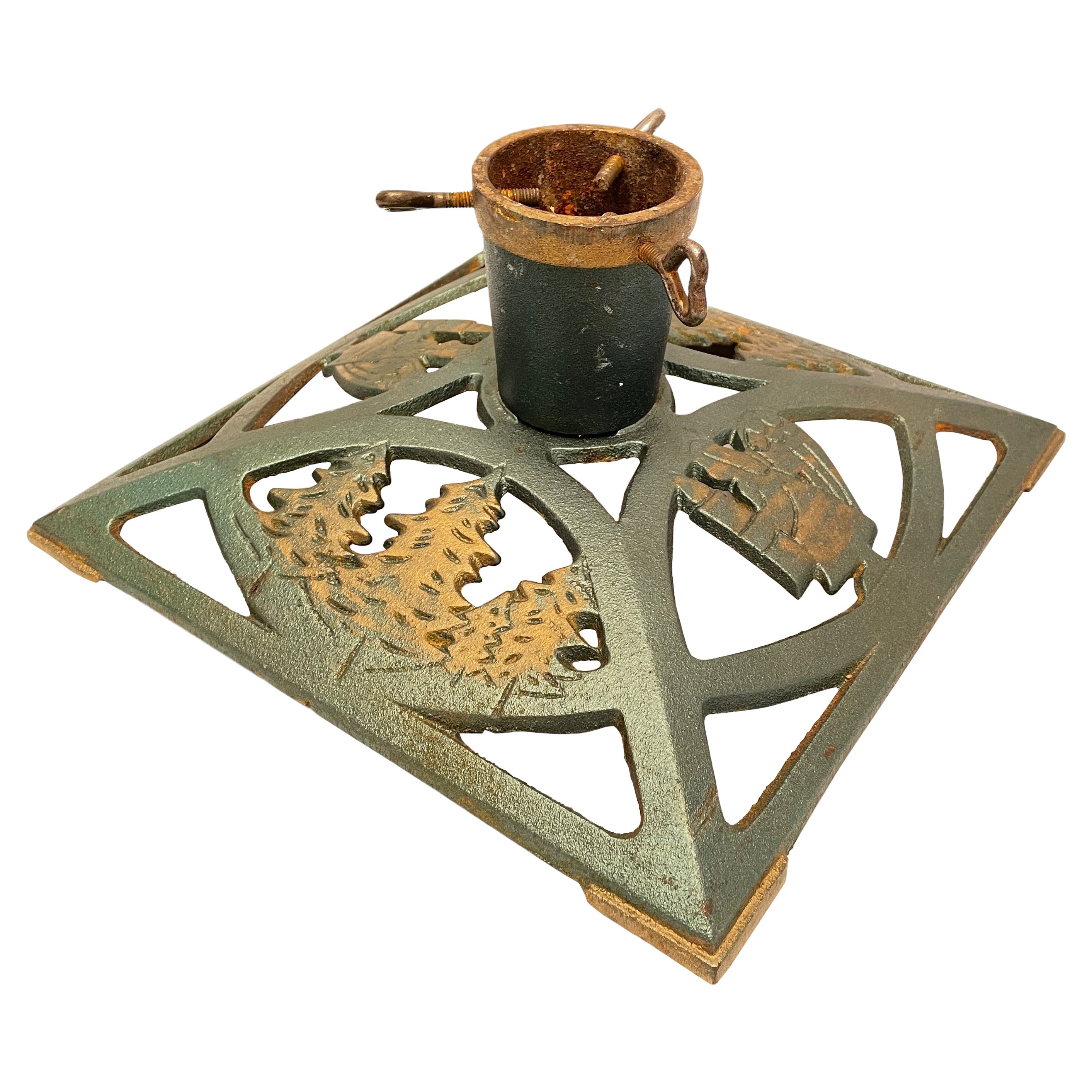 Art Deco Cast Iron Christmas Tree Stand, Vintage, German, 1930s For Sale