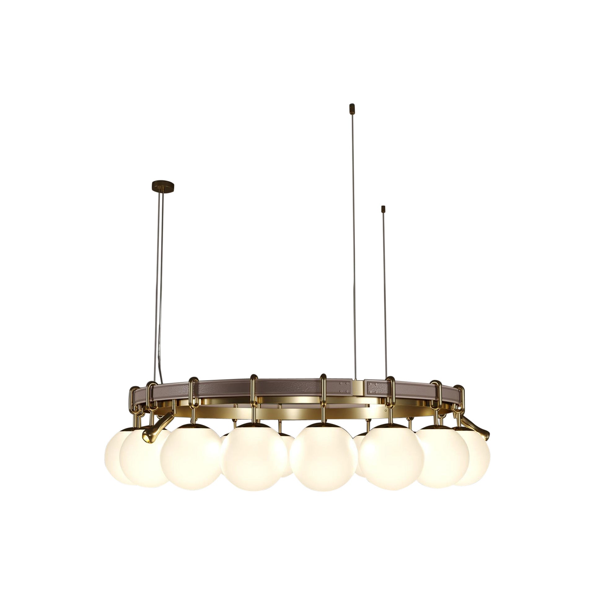 21st Century Pearl Suspension Lamp Brass Glass For Sale