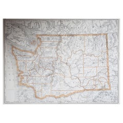 Large Original Antique Map of Washington, 'State', USA, 1894