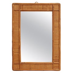 Italian Vintage Wicker and Rattan Wall Mirror 'circa 1960s'