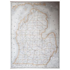 Large Original Antique Map of Michigan 'South', USA, 1894