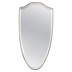 Solid Brass Mid-Century Italy Shield Mirror 1950s Shaped Ground Mirror