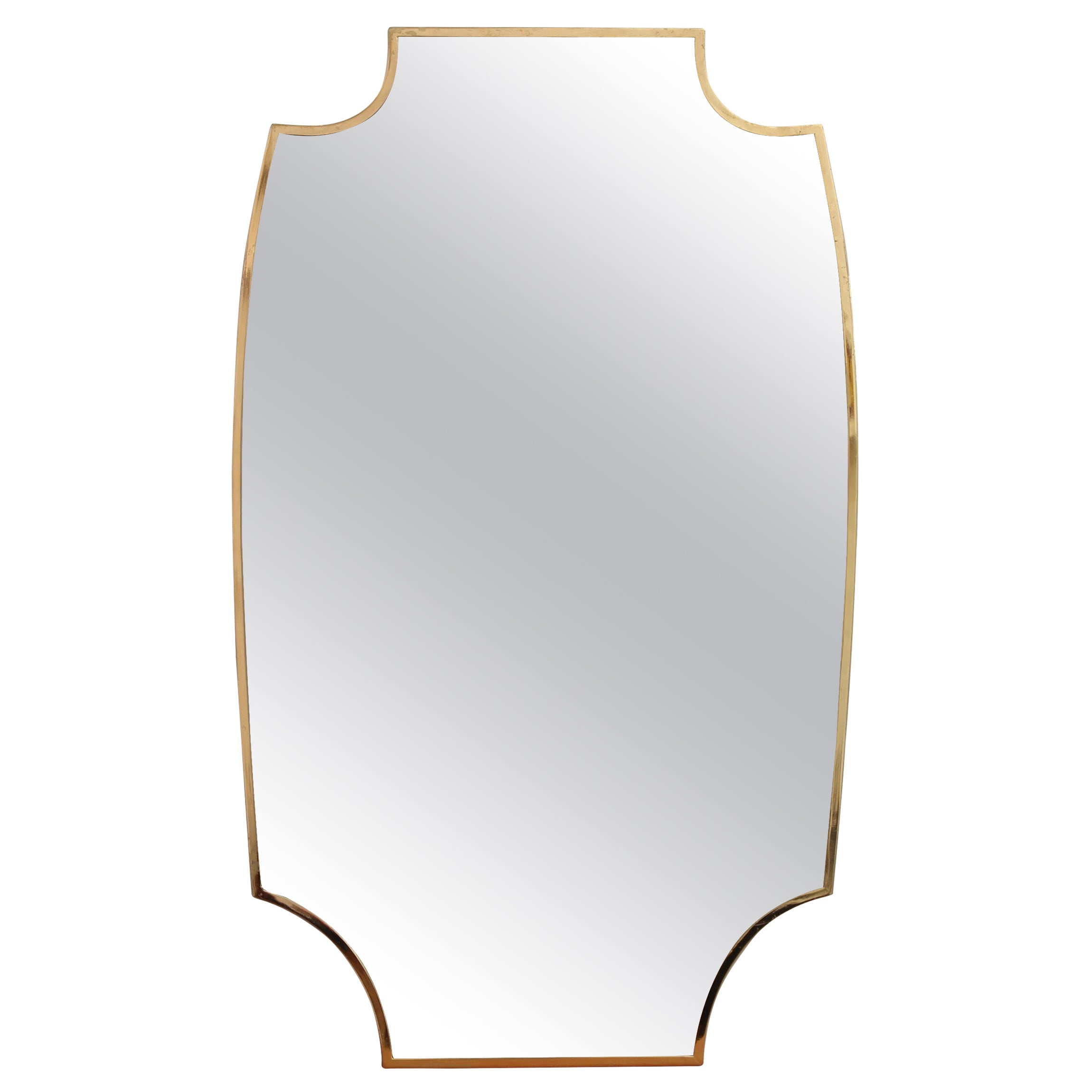 Mid-Century Italian Wall Mirror with Brass Frame 'circa 1950s', Large