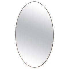 Mid-Century Italian Oval Wall Mirror with Brass Frame, 'circa 1950s', Large