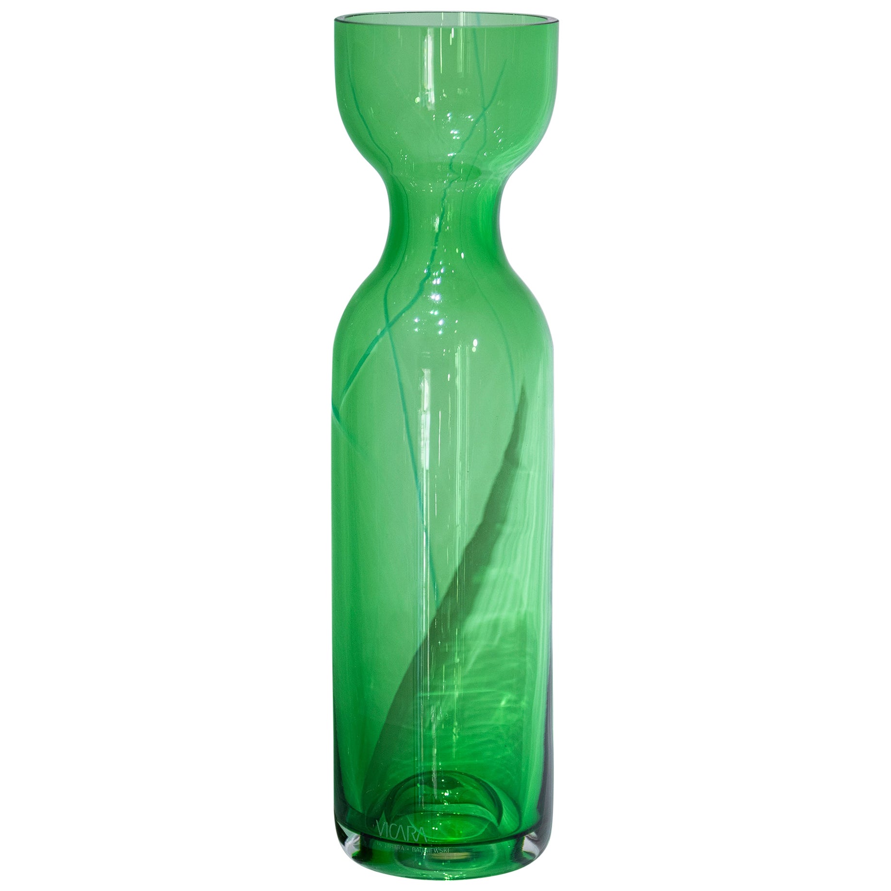 Gargalos, Green Blown Glass Vase by Jahara and Bagniewski for Vicara For Sale