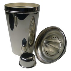 Large Silver Plated Cocktail Shaker with Integral Lemon Squeezer