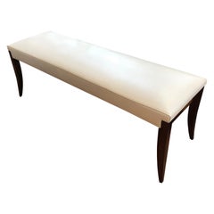 Stunning Sleek Mahogany & Upholstered Bench by Baker