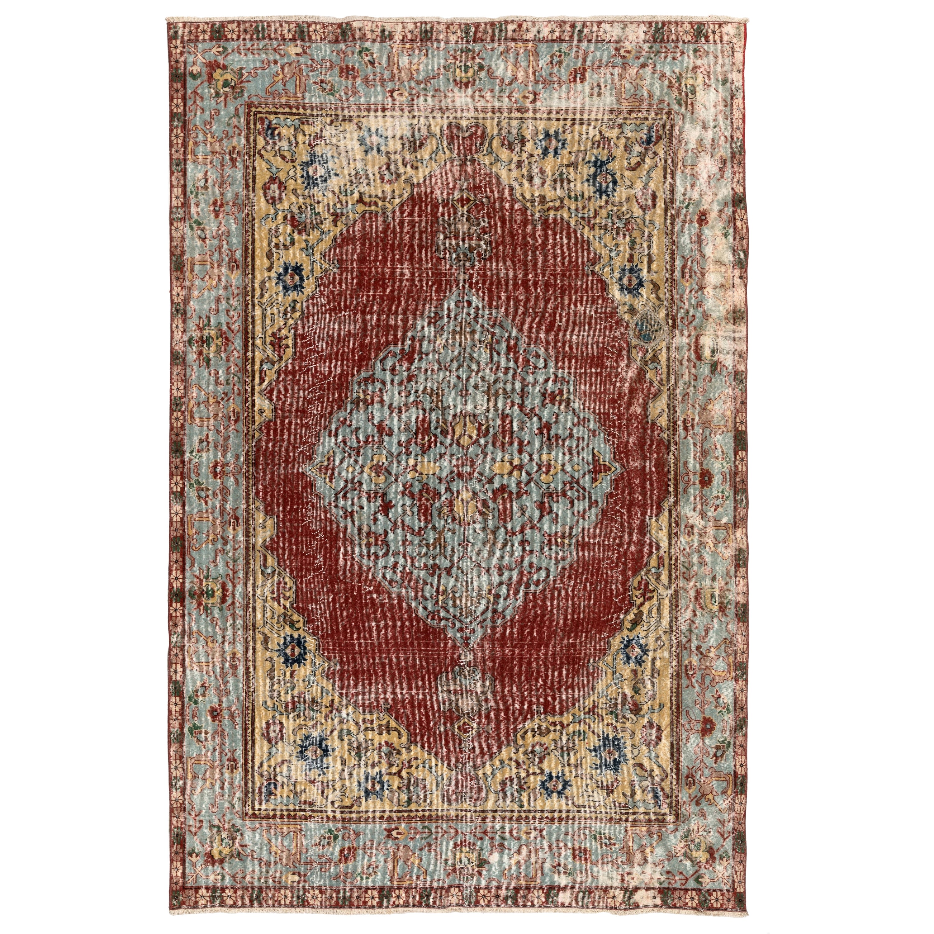 6.2x9 Ft Vintage Hand Knotted Anatolian Area Rug, Traditional Home Decor Carpet For Sale