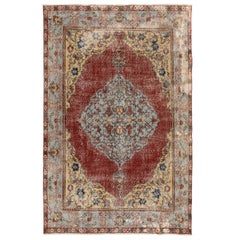 Tapis vintage anatolien noué à la main 6,2 x 9 pieds, tapis de décoration traditionnelle pour la maison