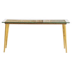 Elegant Glass and Golden Brass Coffee Table