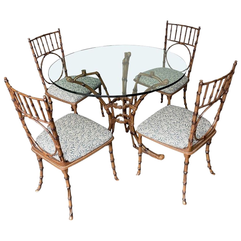 Faux Bamboo Cast Metal Dining Chair at 1stDibs