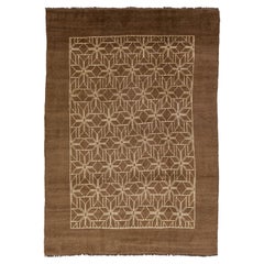 Modern Moroccan Style Handmade Brown Designed Wool Rug by Apadana