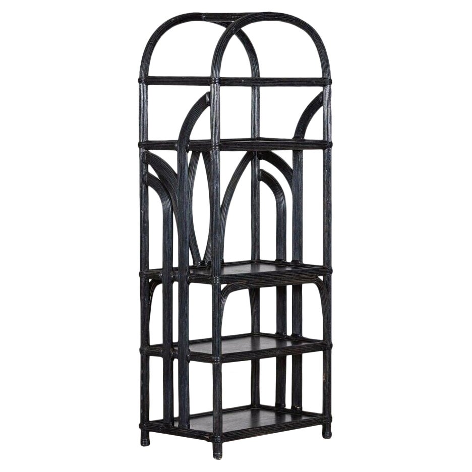 Large Black French Reeded Etagere For Sale