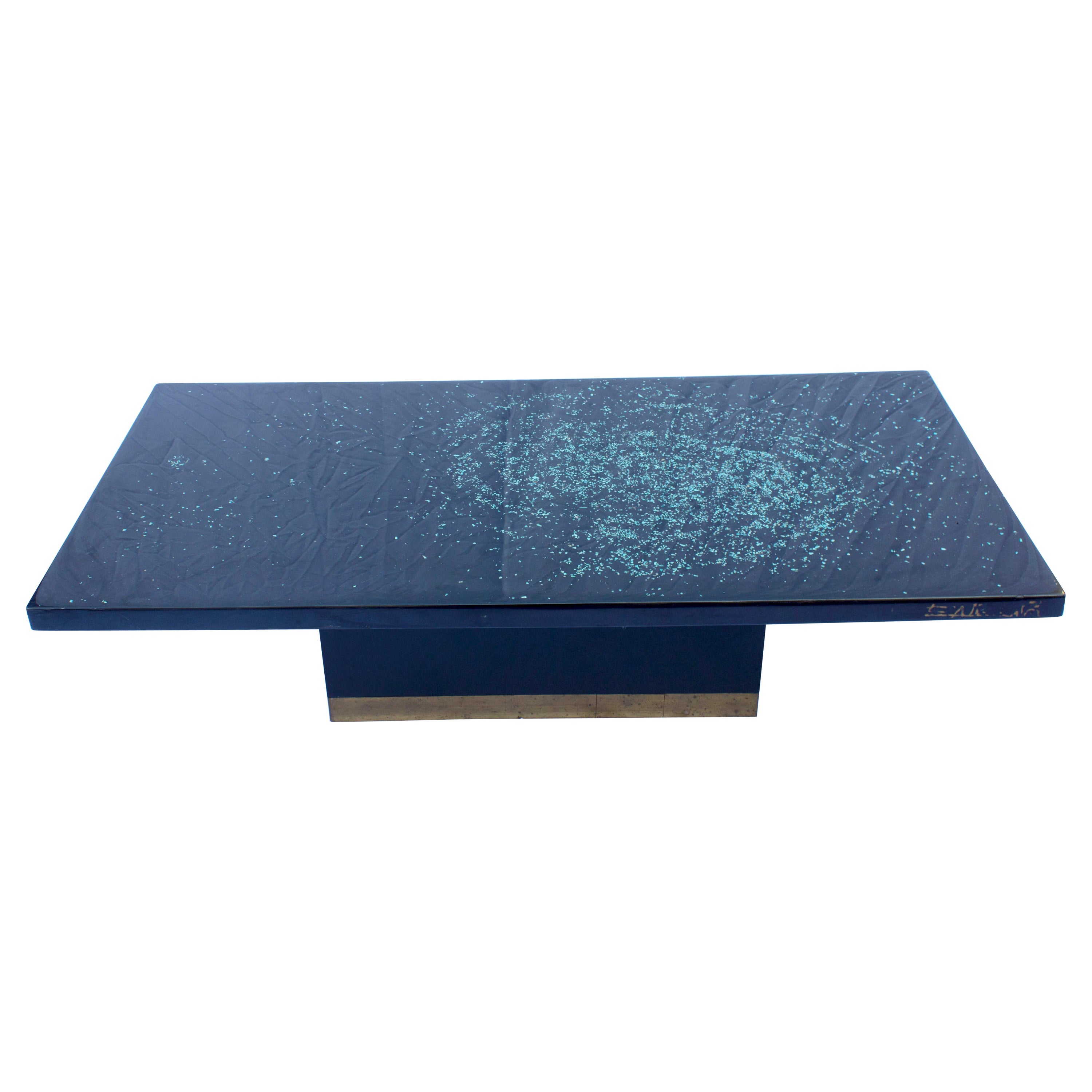 Turquoise Inlay Coffee Table by Etienne Allemeersch For Sale