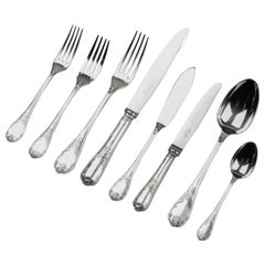 48-Piece Set of Silver Plated Flatware for 6 Persons by Christofle Model Marly
