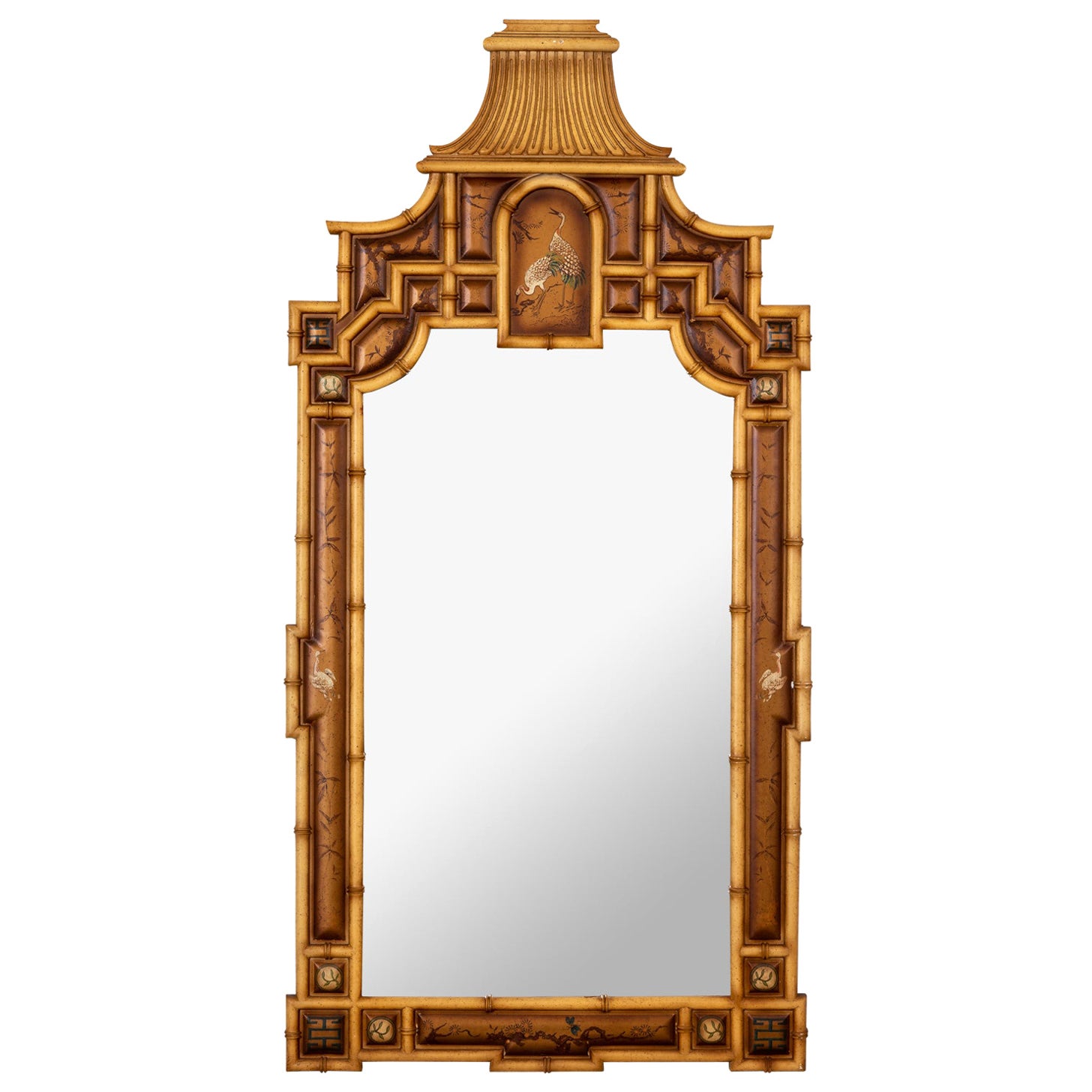 Faux Bamboo Chinoiserie Mirror For Sale