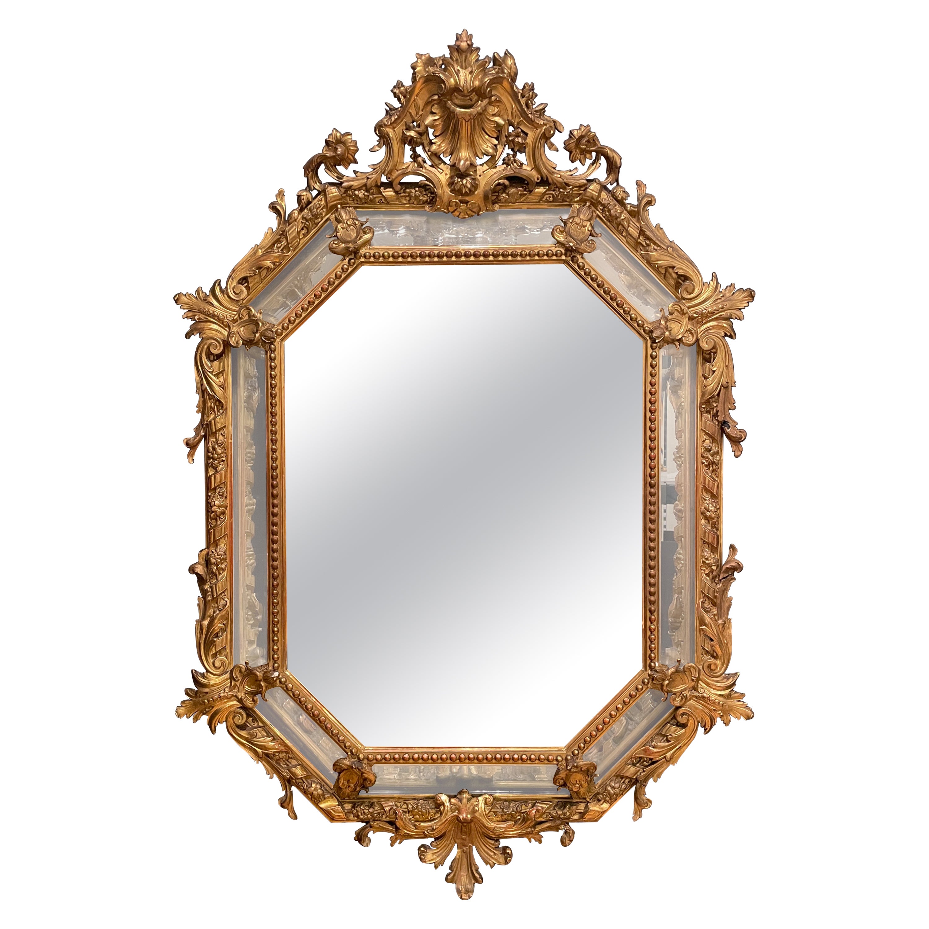 Gilt 19th Century Marginal Octangular Mirror