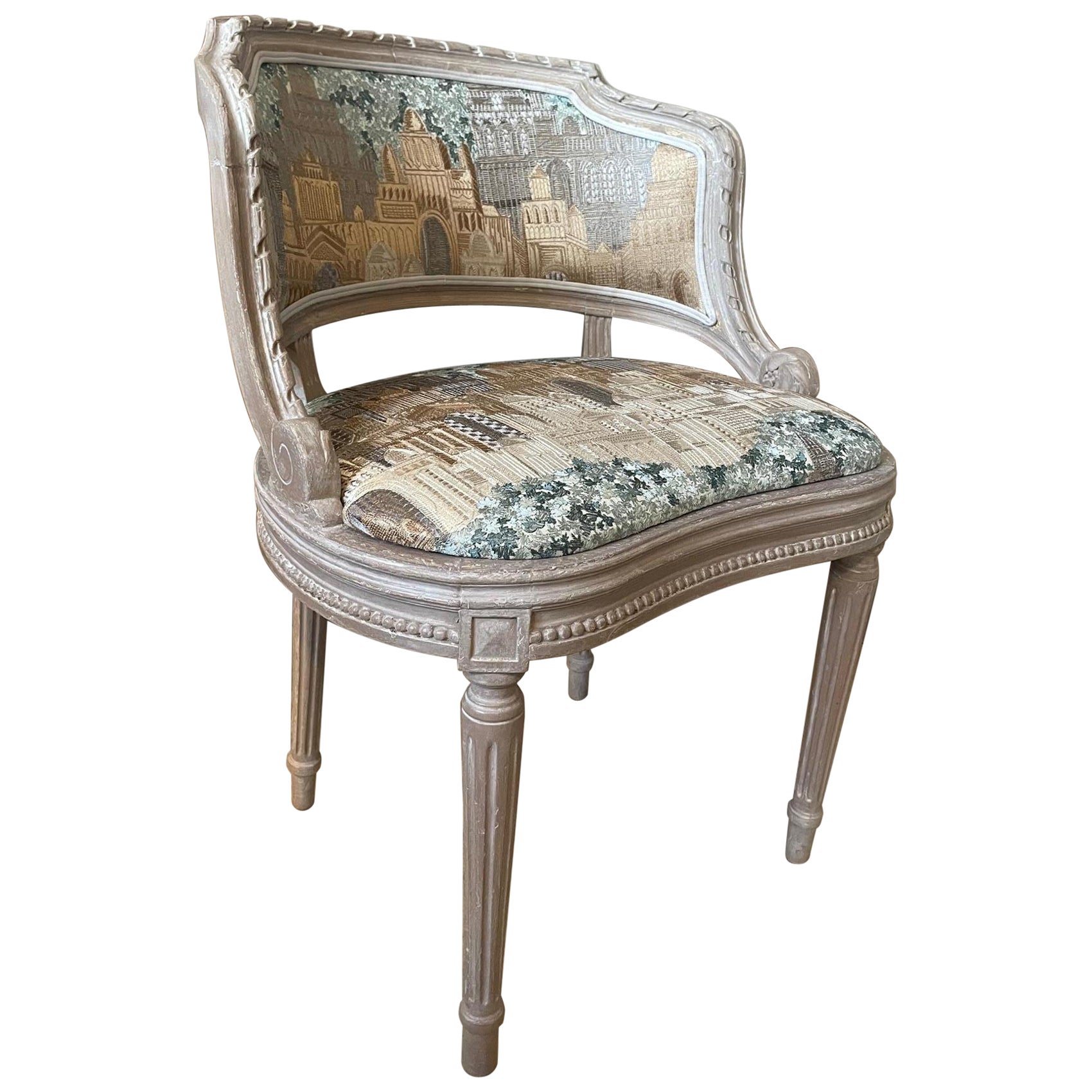 Early 20th Century French Louis XVI Style Reupholstery Chair, 1900s For Sale