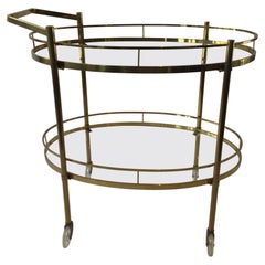 1950s Brass / Glass  Oval Bar Cart