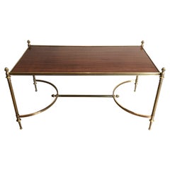 Brass and Mahogany Coffee Table by Maison Jansen, circa 1940