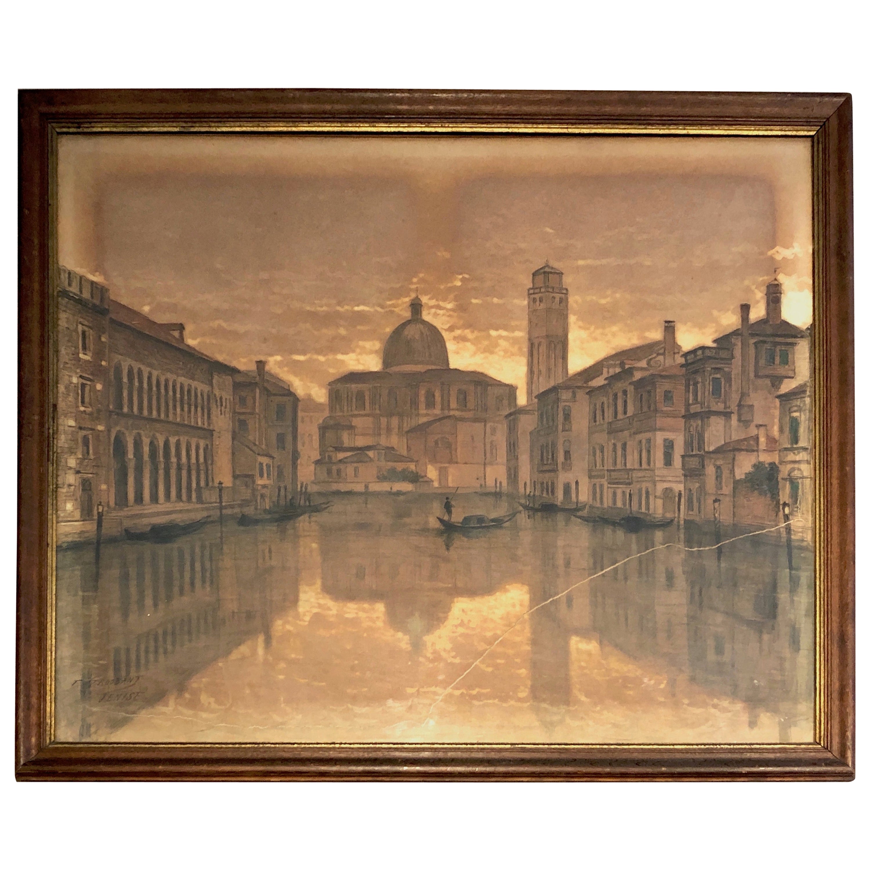 Large Venice View, Signed by François Stroobant '1819-1916' For Sale