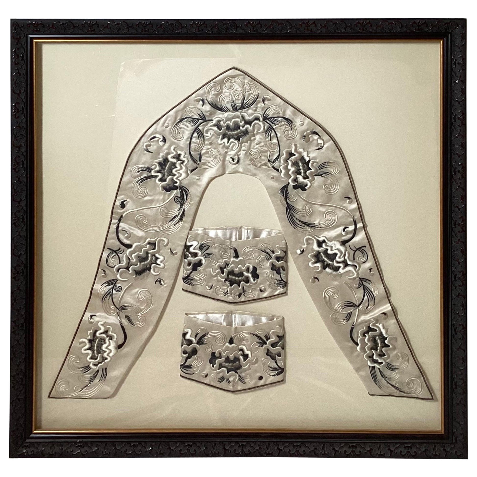 Framed Silk Hand Embroidered Chines Vestments For Sale