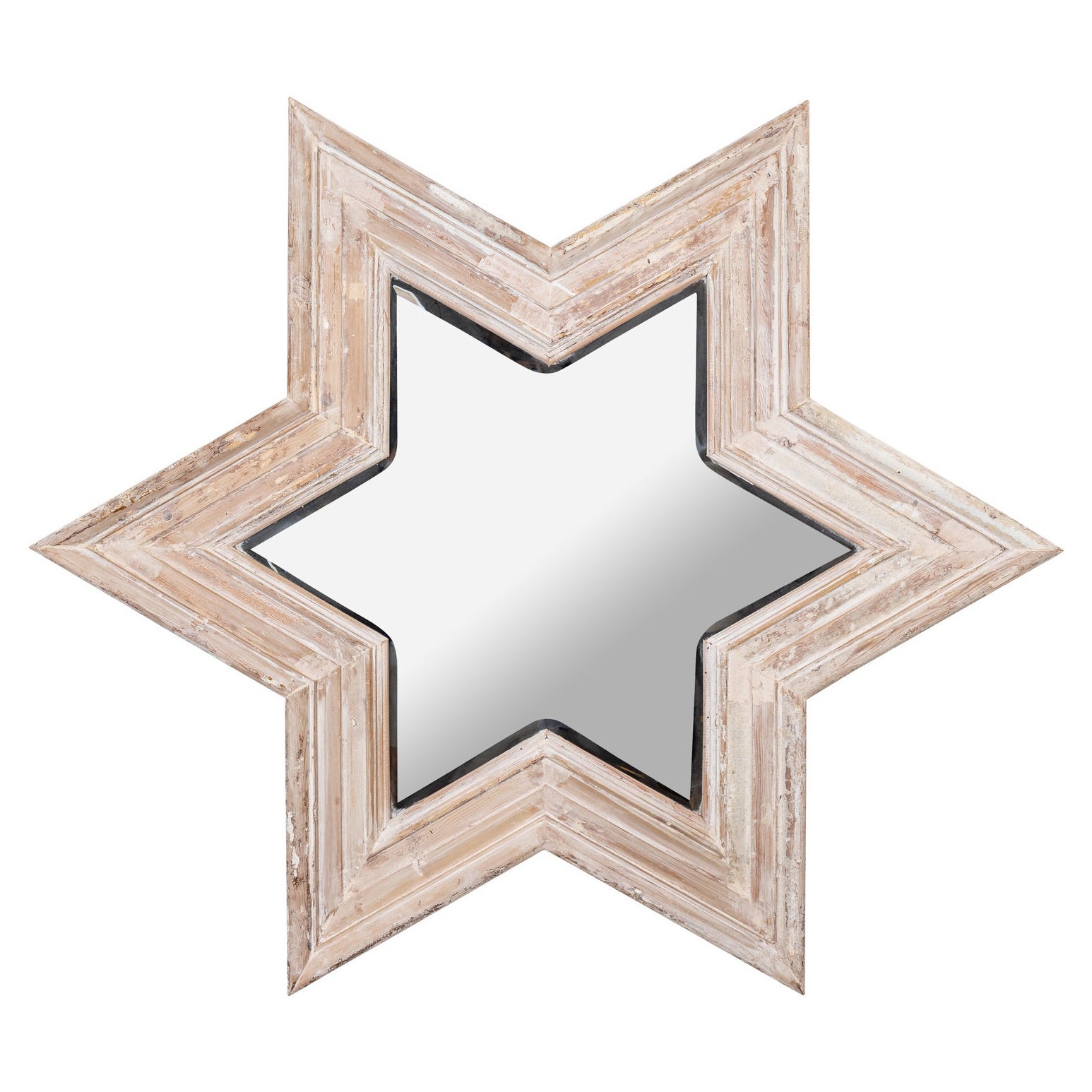 Washed Wood Star Mirror For Sale