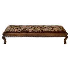 Hand Carved Walnut and Needlepoint Bench