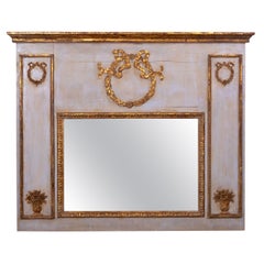 Swedish Painted and Decorated Mirror with Laurel Wreath Motifs