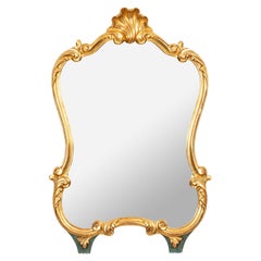 Small Water Gilt Scallop Shell Top French Mirror on Loop