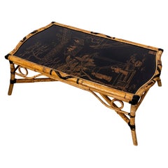 Bamboo Coffee Table with Chinoiserie Decoration