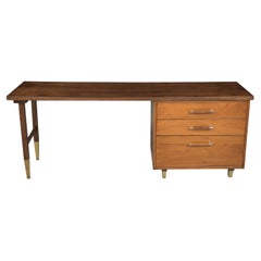 1960s Mid-Century Modern Walnut Executive Desk with Chrome Accents