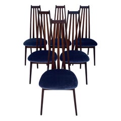 Set of Six Attributed to Adrian Pearsall Walnut High Back Dining Chairs