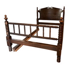 Antique Early 20th Century Full Size Spool Turned Bed Frame in Early American Style