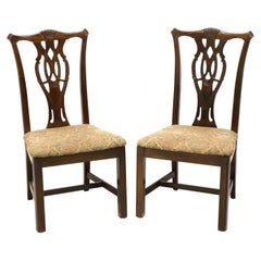 THOMASVILLE Solid Cherry Chippendale Straight Leg Dining Side Chairs - Pair B