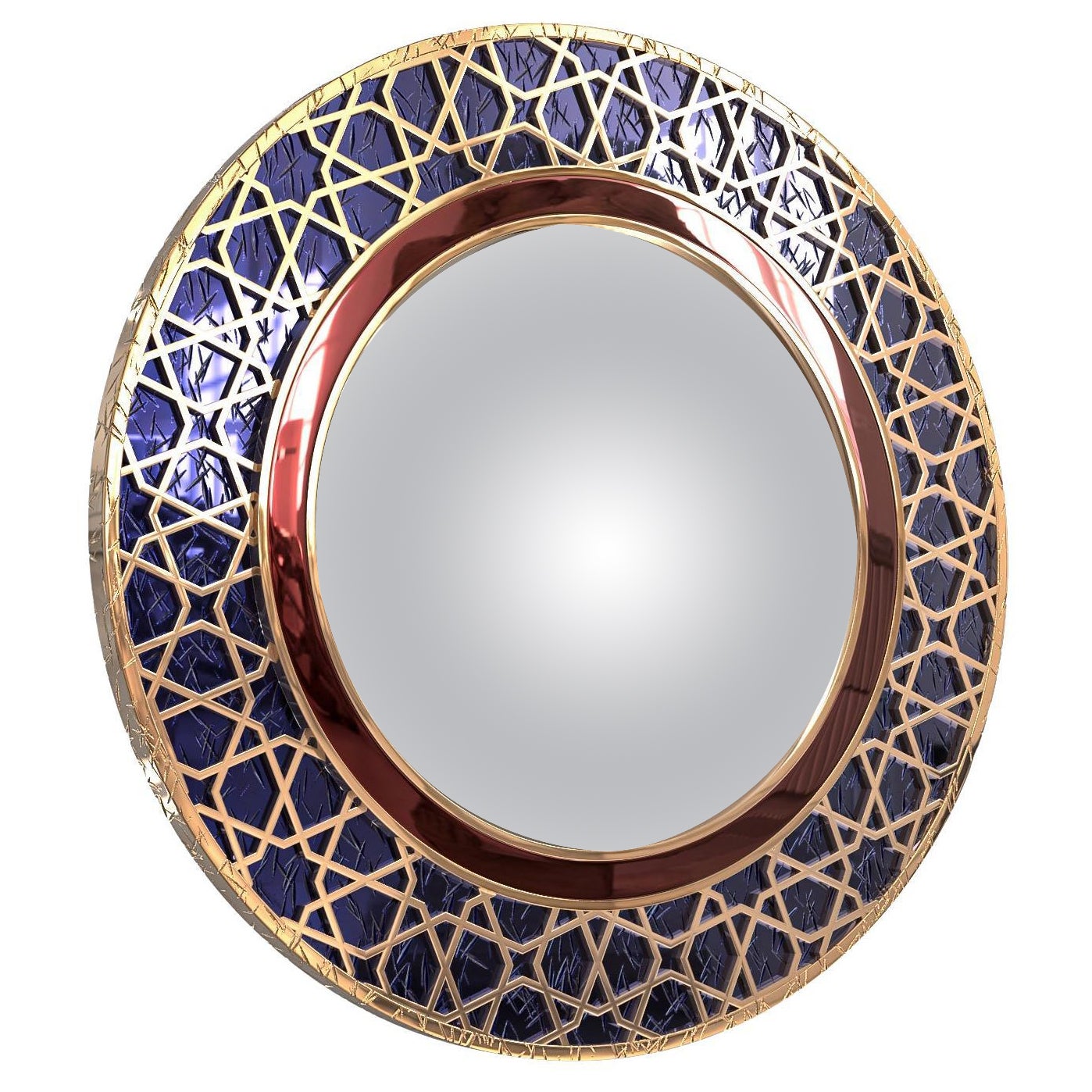 Large Convex Bronze Coloured Distressed Mirror For Sale at 1stDibs