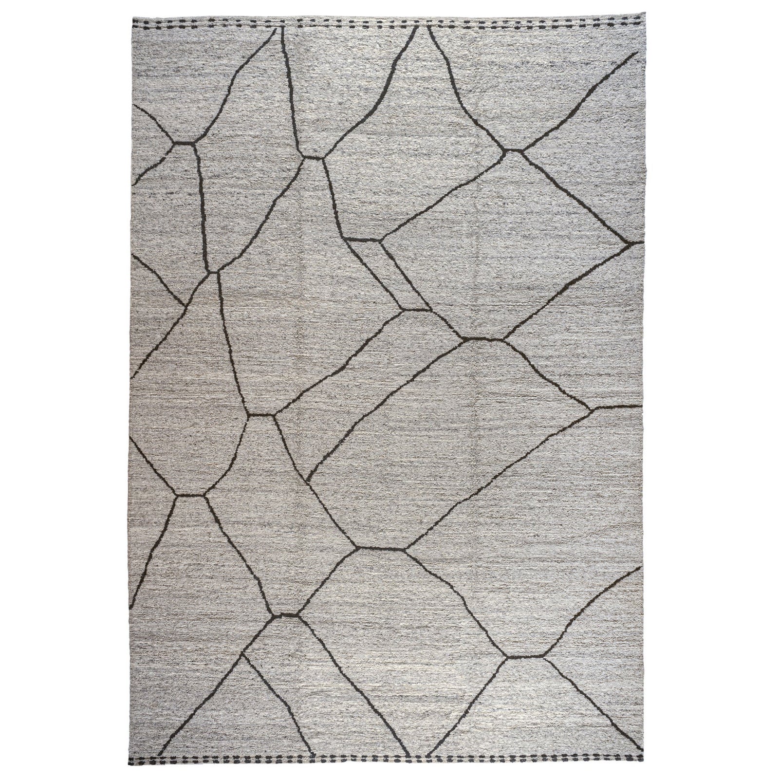 Beige and Charcoal Moroccan Design Rug For Sale