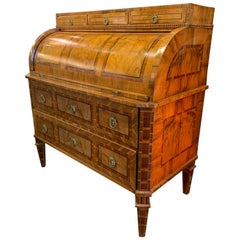19th Antique Cylinder Desk in Louis XVI Style Marquetry