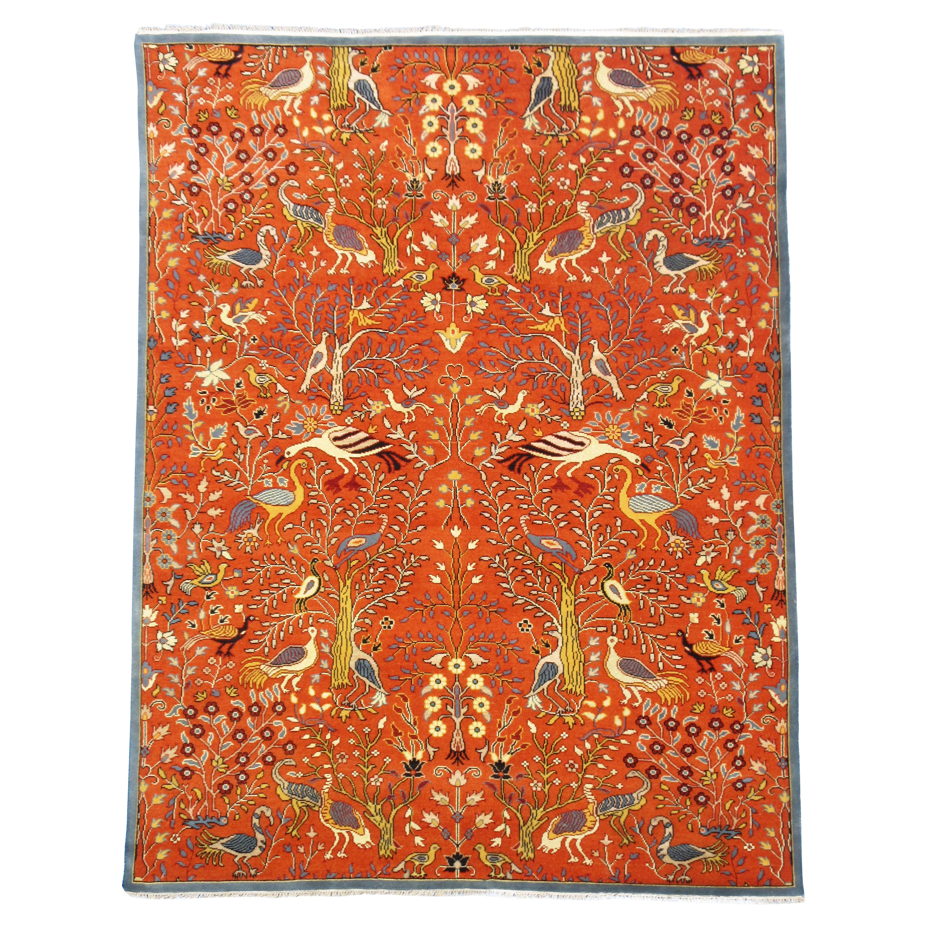 Rust Bird Design Rug