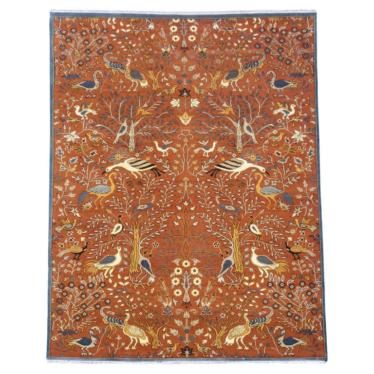 Rust Bird Design Rug For Sale at 1stDibs