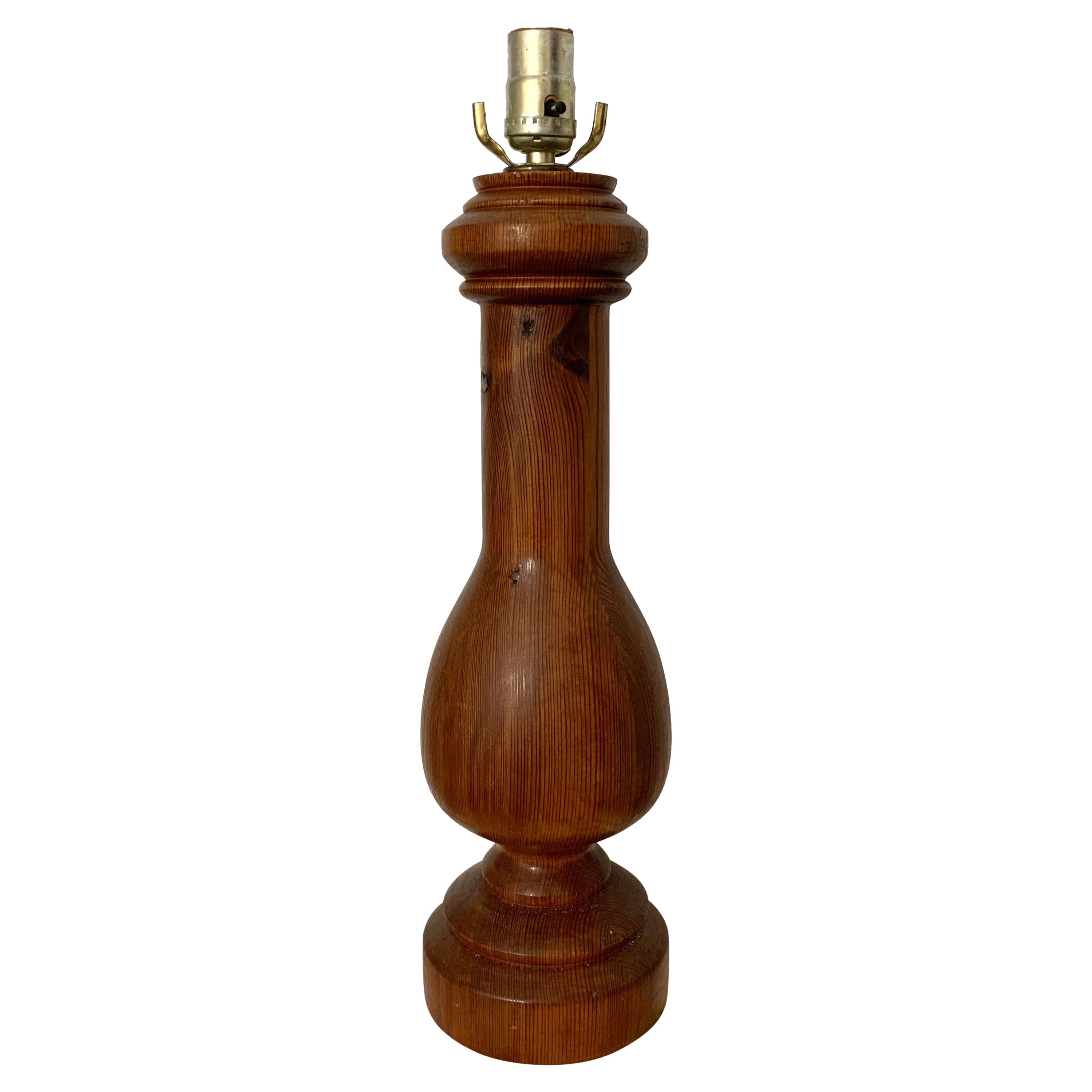 American Craft, Reclaimed Turned Wood Table Lamp, 1970s For Sale