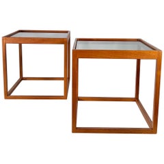Mid Century Cube Side Tables by Kai Kristiansen, a Pair