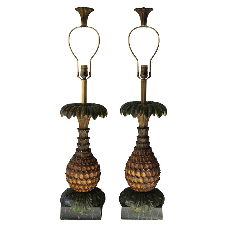 Pair of Pineapple Lamps For Sale at 1stDibs